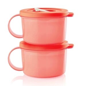 Tupperware CrystalWave Plus Soup Mugs Set of 2